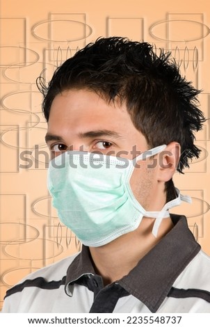 Cool young man student  wearing a protective mask 