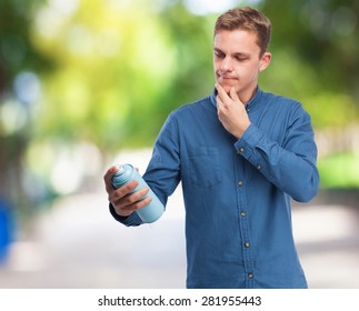 cool young-man with spray - Shutterstock ID 281955443
