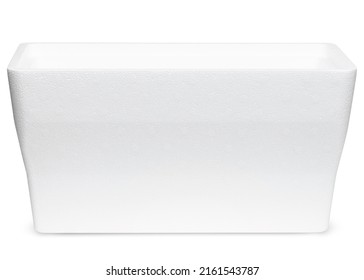 Cooler. Styrofoam Cooler Box. White Foam Plastic Cooler Box For Ice. Take Cold Beer, Drink, Food On The Beach. Fridge Container For Picnic. Empty Box. Isolated On White Background With Clipping Path.