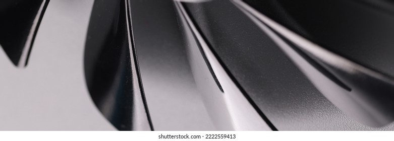 Cooling Fan With Plastic Black Blades On Grey Background