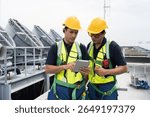 Cooling tower operations, Induced draft cooling towers service.
Team of engineer or technicians maintenance and repair of cooling towers for preventing issues Legionella growth on rooftop of building