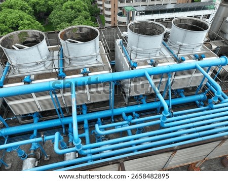 Cooling towers for an AI high-performance computing (HPC) data center.