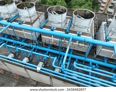Cooling towers for an AI high-performance computing (HPC) data center.
