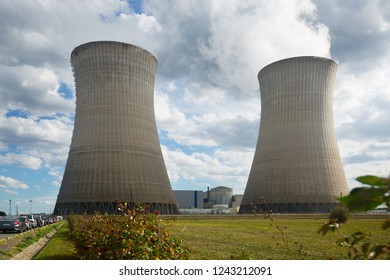 Cooling towers of Nuclear Power Plant near Gien town in France