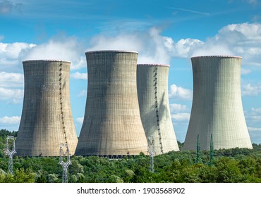 Cooling towers of nuclear power plant Mochovce with cloudy sky in the background. Nuclear power station. - Shutterstock ID 1903568902