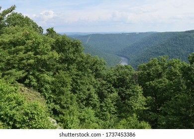 Cooper's Rock State Forest In Northern West Virginia In The Appalachian Mountain Range. Overlooking The Monogahelia River