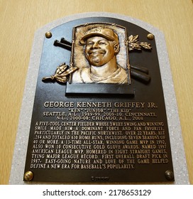 Cooperstown, New York, USA - June 11, 2022: Hall Of Fame Plaque For Ken Griffey Jr.