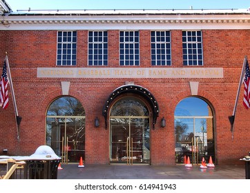 Cooperstown, New York, USA. March 18, 2016. Entrance To The National Baseball Hall Of Fame