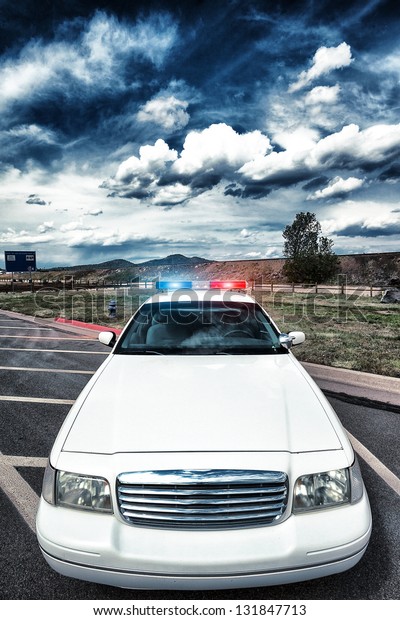 cop car with\
special photographic\
processing