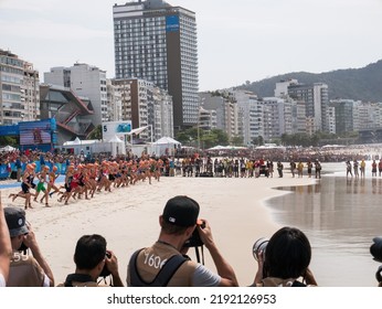 Copabana Beach, Rio De Janeiro, Brazil - 20 August 2016. Start Of The Women's Triathlon Competition At The 2016 Summer Olympics