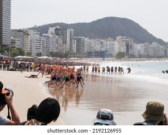 Copabana Beach, Rio De Janeiro, Brazil - 20 August 2016. Start Of The Women's Triathlon Competition At The 2016 Summer Olympics