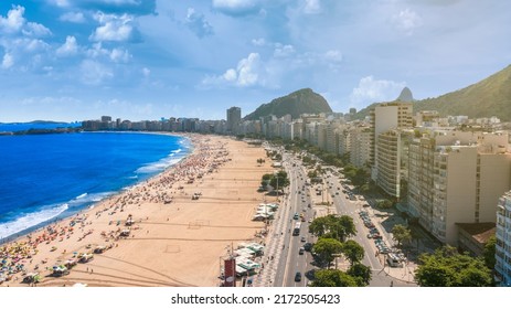 Copacabana beach in Rio de Janeiro, RJ in summer day and blue sea