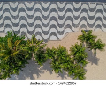 Copacabana Beach Sunny Day Top View. Rio De Janeiro ,Brazil .