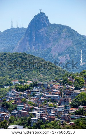 Copacabana favela in Rio de Janeiro with Corcovado in the background
