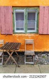 Copenaghen, Denmark - October 2, 2021: Detail Of A Terraced House In The Historic District Of Nyboder In Copenhagen