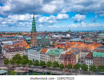 Copenhagen City View.  Danish Rooftops Cityscape.