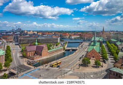 Copenhagen City View.  Danish Rooftops Cityscape.