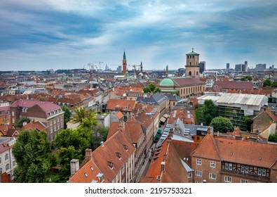 Copenhagen City View.  Danish Rooftops Cityscape.