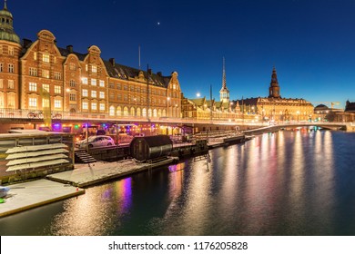 Copenhagen Cityscape At Twilight Night Denmark