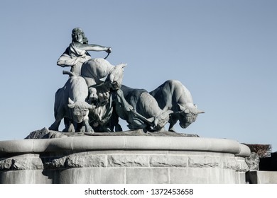 Copenhagen, Denmark; 02 16 2016. The Gefion Fountain. It Was Donated To The City Of Copenhagen By The Carlsberg Foundation. Artist, Anders Bundgaard And Was Inaugurated In 1908.