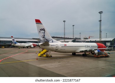 Copenhagen, Denmark - 08.05.2022: Norwegian Air Planes In Kastrup Airport.