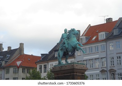 Copenhagen, Denmark - August 16 2009: Equestrian Statue Of Bishop Absalon At Højbro Plads