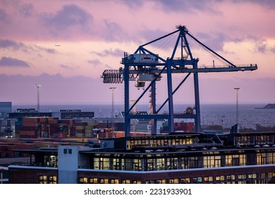 Copenhagen, Denmark  A crane in the port of Copenhagen - Shutterstock ID 2231933901