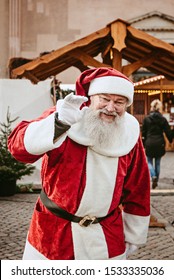 Copenhagen, Denmark - Dec 5, 2018: Santa Claus At Christmas Market In Copenhagen