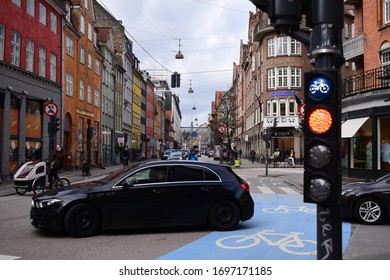 Copenhagen, Denmark - February 2020: Streets of old Copenhagen