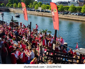 Copenhagen, Denmark - July 2021: Danish Fans During The Final Euro 2021 Football Matches. Europe