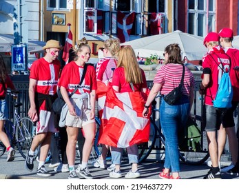 Copenhagen, Denmark - July 2021: Danish Fans During The Final Euro 2021 Football Matches. Europe