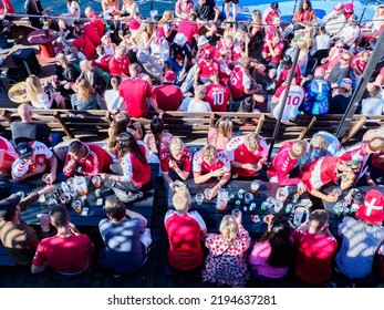 Copenhagen, Denmark - July 2021: Danish Fans During The Final Euro 2021 Football Matches. Europe