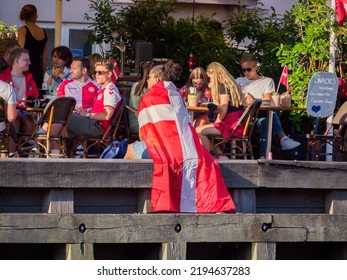 Copenhagen, Denmark - July 2021: Danish Fans During The Final Euro 2021 Football Matches. Europe