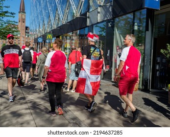 Copenhagen, Denmark - July 2021: Danish Fans During The Final Euro 2021 Football Matches. Europe