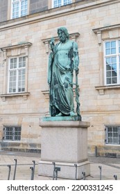 Copenhagen, Denmark - July 26, 2022: Statue Of Asclepius, Hero And God Of Medicine In Ancient Greek Religion And Mythology.