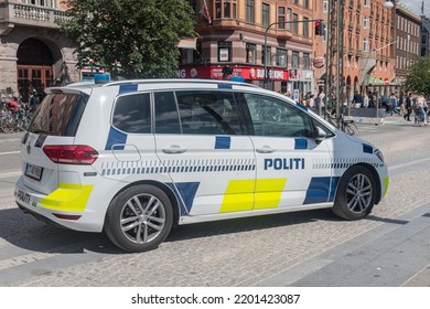 Copenhagen, Denmark - July 26, 2022: Car Of Danish Police (Politi).