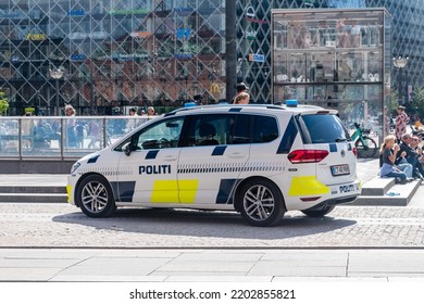 Copenhagen, Denmark - July 26, 2022: Parked Car Of Danish Police (Politi).