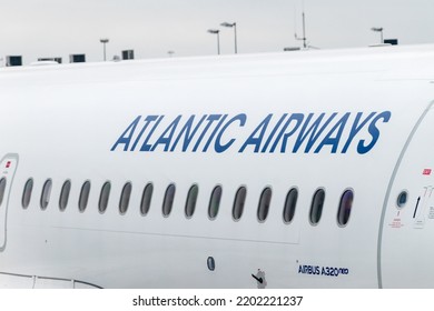 Copenhagen, Denmark - July 27, 2022: Atlantic Airways Sign On Airbus A320 Neo Plane.