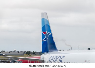 Copenhagen, Denmark - July 27, 2022: Logo Of Atlantic Airways On Plane Tail.