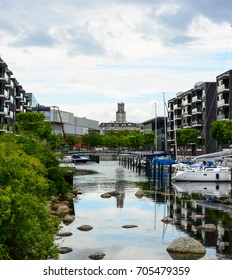 Copenhagen, Denmark - July 28, 2017: Part Of Tuborg Havn Or Port Of Tuborg, Copenhagen Marina And Surrounding Mixed-use Neighbourhood In The Hellerup District 