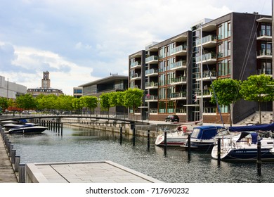 Copenhagen, Denmark - July 28, 2017: Part Of Tuborg Havn Or Port Of Tuborg, Copenhagen Marina And Surrounding Mixed-use Neighbourhood In The Hellerup District 