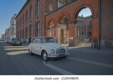 Copenhagen, Denmark - March 19, 2022 : image of an old audi car on the streets of copenhagen