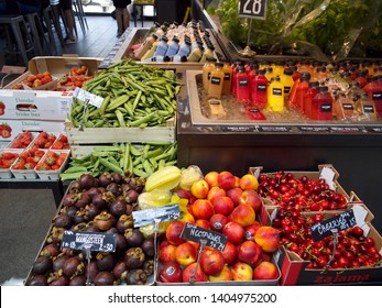 Copenhagen, Denmark. May 19 2019 - Fresh And Organic Local Food Products At Torvehallerne Copenhagen