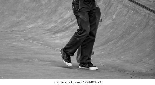 Copenhagen, Denmark - May 20, 2018: A Skater In A Skatepark, Copenhagen Denmark