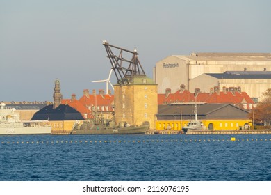 Copenhagen, Denmark - Oct. 28th 2021: Naval Station Holmen In The Port Of Copenhagen.