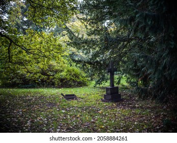 Copenhagen, Denmark - October 16 2021: Old Grave In Assistens Cemetery In The District Nørrebro.