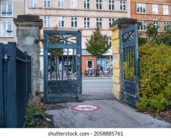 Copenhagen, Denmark - October 16 2021: Entrance To Assistens Cemetery In The District Nørrebro.