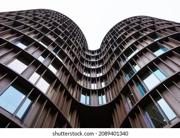 COPENHAGEN, DENMARK, SEPTEMBER 21, 2021: Exterior View Of The Modern Axel Towers Designed By Architects Lundgaard And Tranberg
