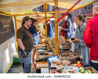 Copenhagen, Denmark - September 26 2021: Annual Organic Products Market In The District Nørrebro In Copenhagen