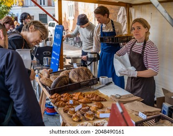 Copenhagen, Denmark - September 26 2021: Annual Organic Products Market In The District Nørrebro In Copenhagen